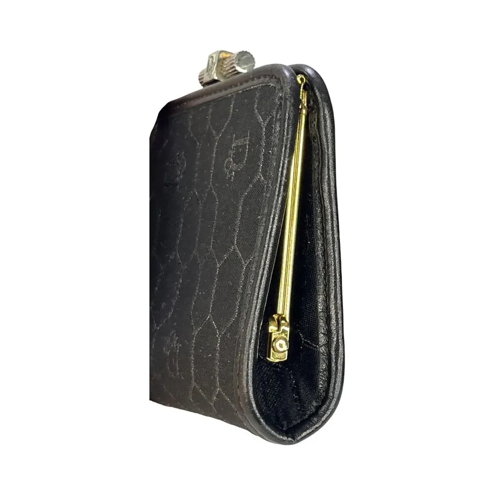 Christian Dior Honeycomb Monogram Coin Purse Black Silver Dior Wallet Vintage
